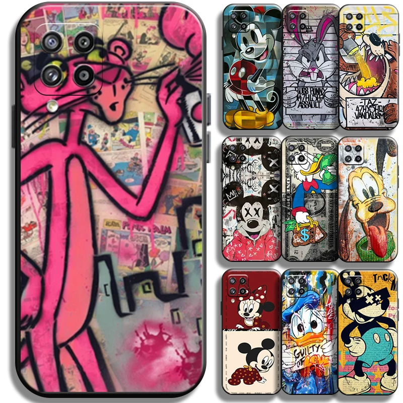 

Disney Mickey Duck Graffiti Phone Case For Samsung Galaxy A22 A22 5G Cases Soft Liquid Silicon Carcasa Back Cover Coque Funda