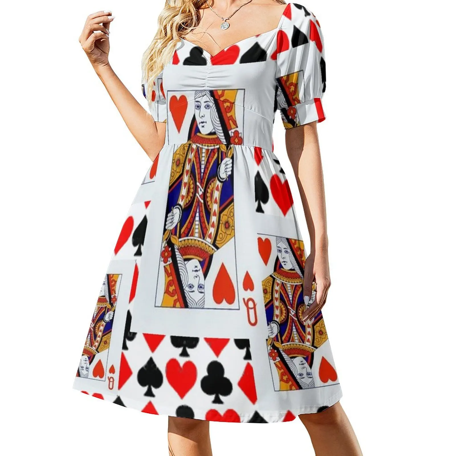 RED QUEENS OF HEARTS PATTERNS Платье с короткими рукавами Танцевальные платья для женщин