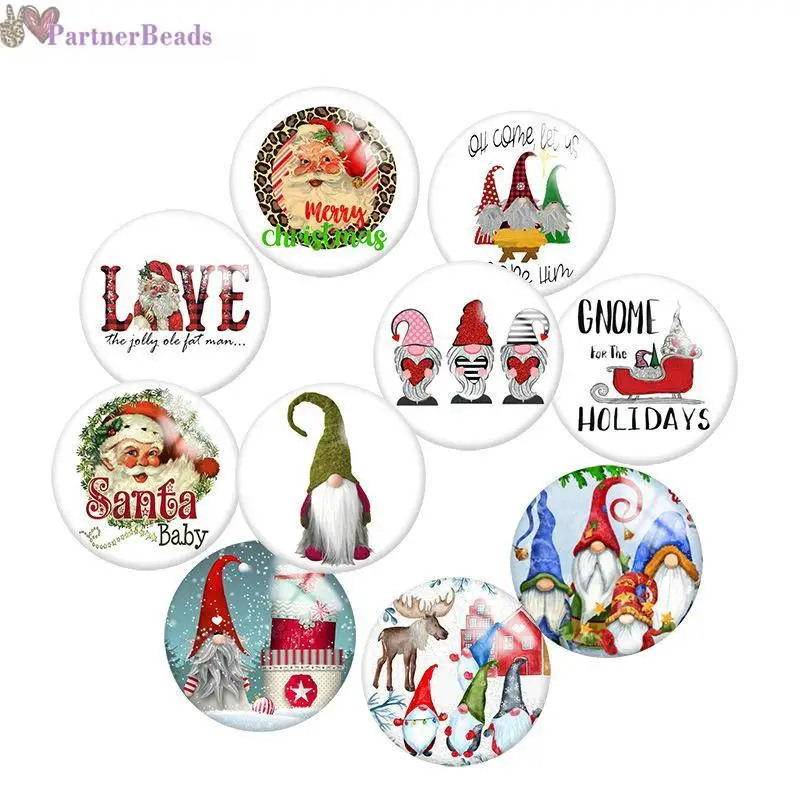 

Рождественский Санта-Клаус, круглая фото, стекло, кабошон, демонстрация, плоская задняя сторона, фурнитура для изготовления, 20 мм, защелкива...