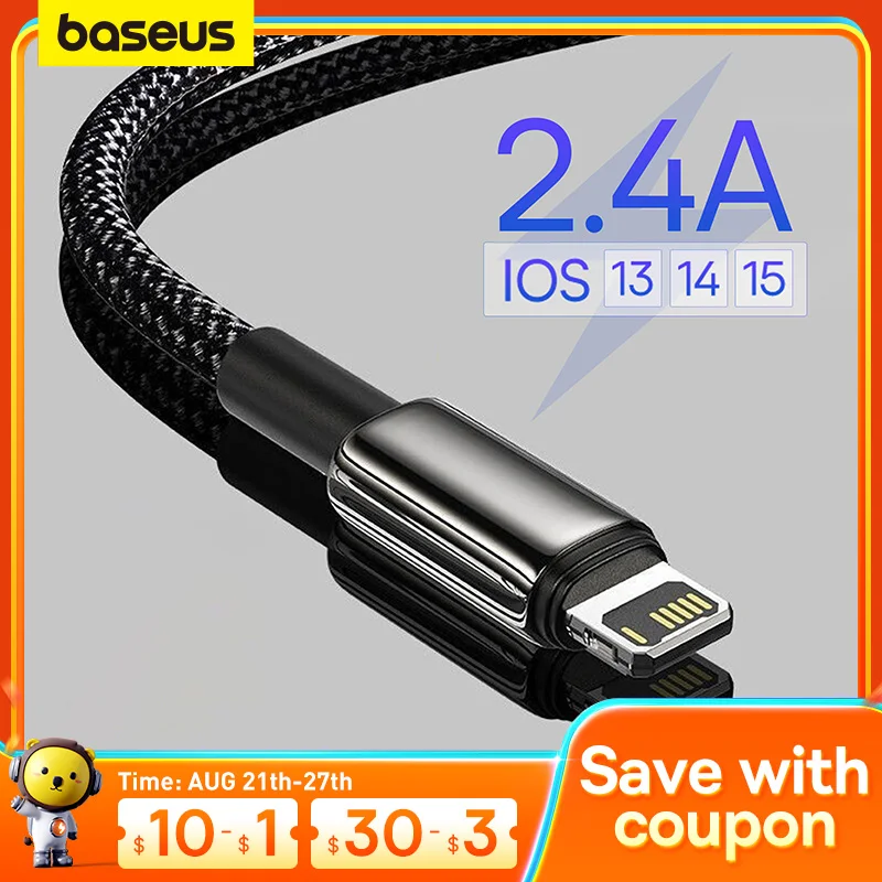 

Baseus 2.4A USB Cable For iPhone 14 13 Pro Max XR Xs Cable Fast Charging Cable for iPhone 12 Charger USB to Lighting Data Line