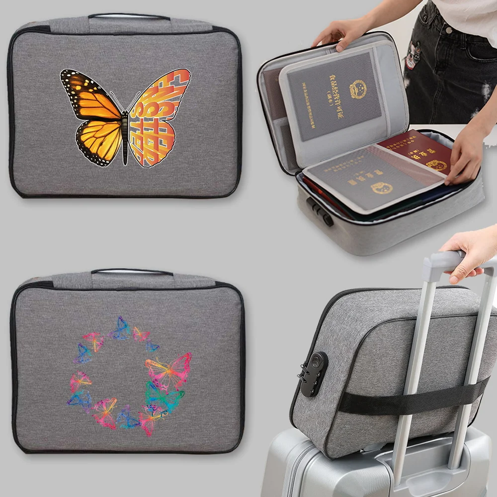 Women Briefcase Tote Security Documents Organizer File Lockbox Large Men Bag Travel Credentials Wallet Luggage Storage Handbags