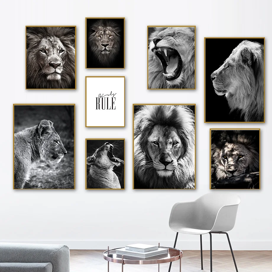 

Retro Wild Animal Lion Quotes Minimalism Wall Art Canvas Painting Nordic Posters And Prints Wall Pictures For Living Room Decor