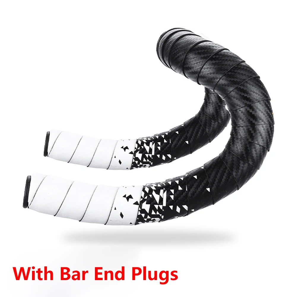

1 Pair Road Bike Handlebar Tape Handle Bar Grip Padded Soft Leather Cover With Bar End Plugs BicycleAccessories