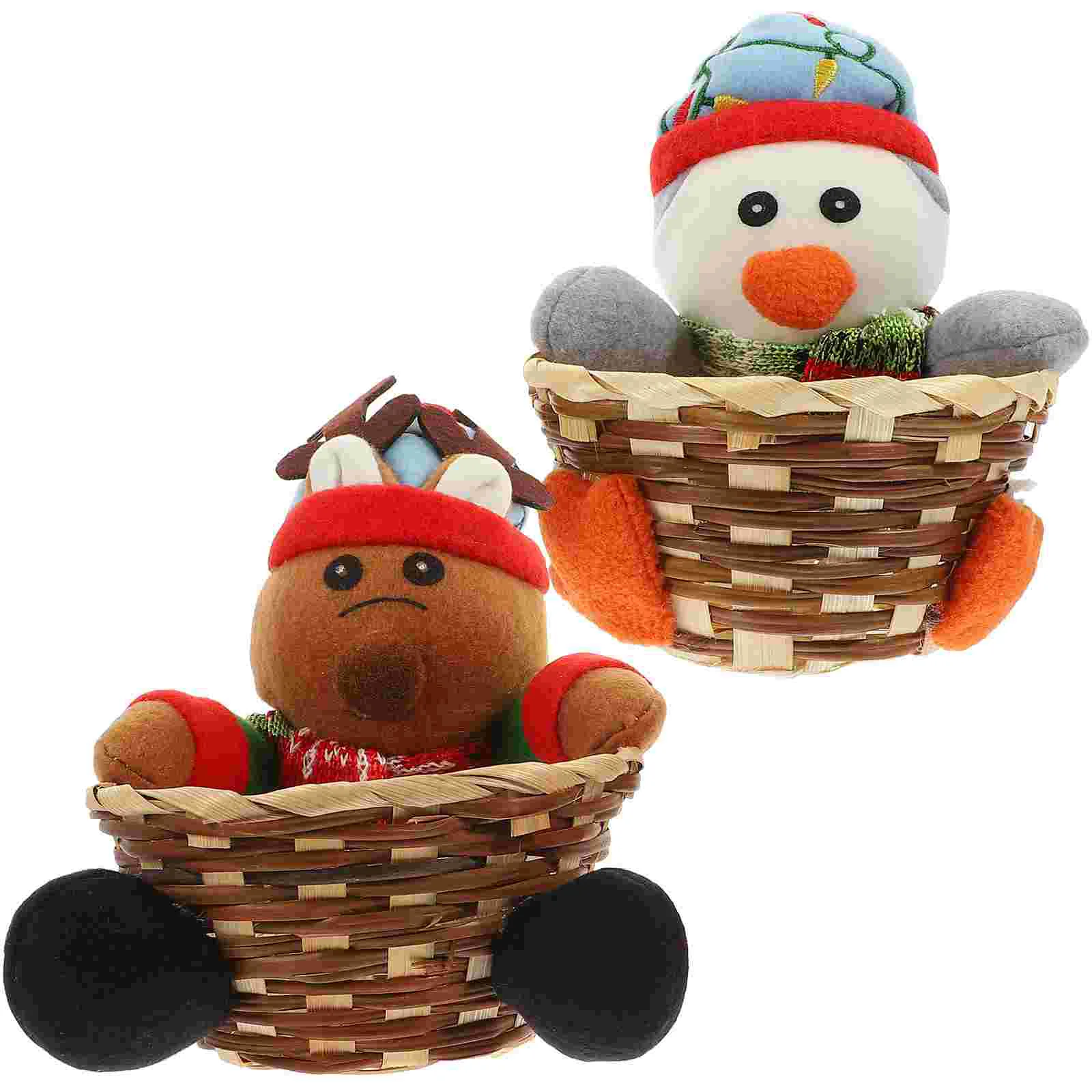 

Basket Candychristmas Holder Storage Woven Gift Rattan Serving Fruitdesktop Vegetable Organizer Sundries Treat Makeup Bowl