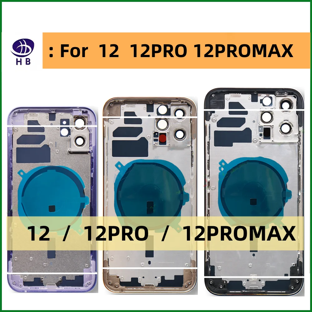 

Back Housing Battery Cover For iPhone 12 12Pro 12Pro Max Back Rear Housing Frame Chassis + with Side Buttons + SIM Tray + Tools