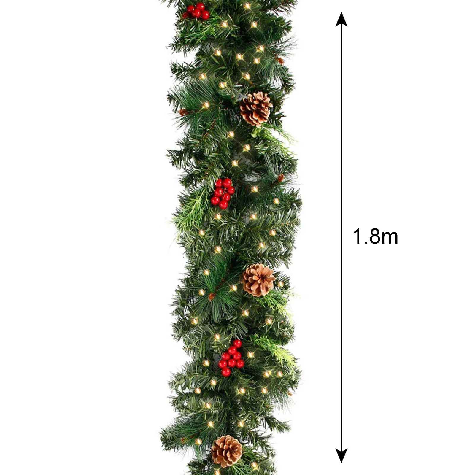 Christmas Garland Decorations Greenery Outdoor Lighted Pine Garland Holiday Xmas Ornament Mantle Fireplace Flame-resistant images - 6