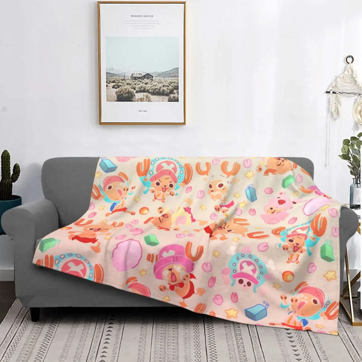 

Pirate Tony Tony Chopper Blanket Coral Fleece Plush Autumn/Winter Pirate Anime Warm Throw Blanket for Bedding Office Quilt