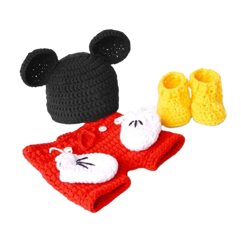 

Newborn Photography Props Baby Mickey Knit Hat Baby Boy Girl Cute Crochet Clothing Photo Studio