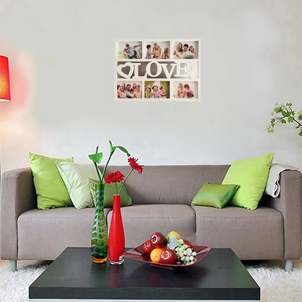 

Love Collage Picture Frame Wall Hanging Photo Frame 6 Inch Picture Display Keepsake Frame for Wedding Nursery Home Decor Frames