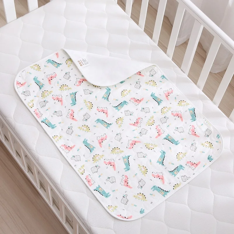 50x70cm Newborn Baby Cotton Printing Dinosaur Pad Washable Waterproof Reusable Pads Covers Diaper Changing Pads Mat