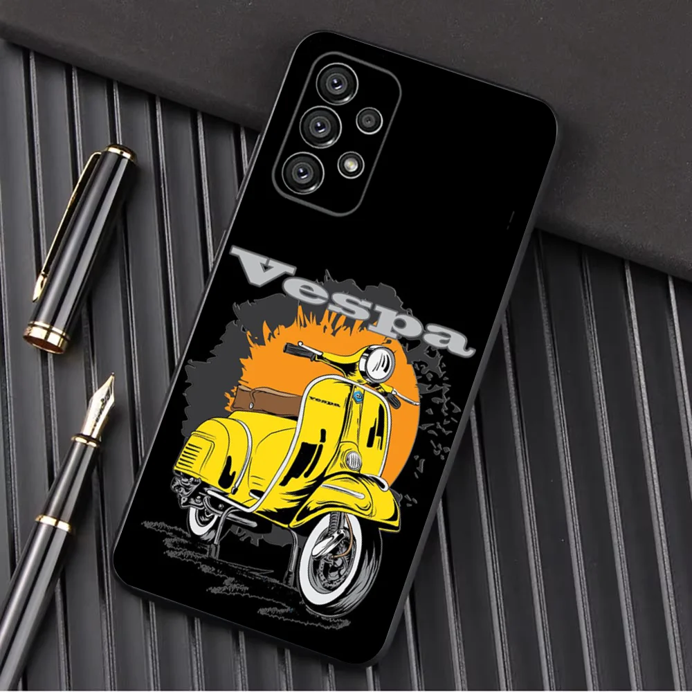 Чехол для телефона V-VespaS Scooter Samsung Galaxy A13 A21s A22 A31 A32 A52 A53 A71 A80 A91 Мягкий черный корпус