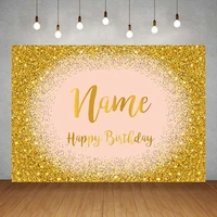 birthday party golden glitter custom name photography backgrounds vinyl backdrop for children party banner anniversary photozone