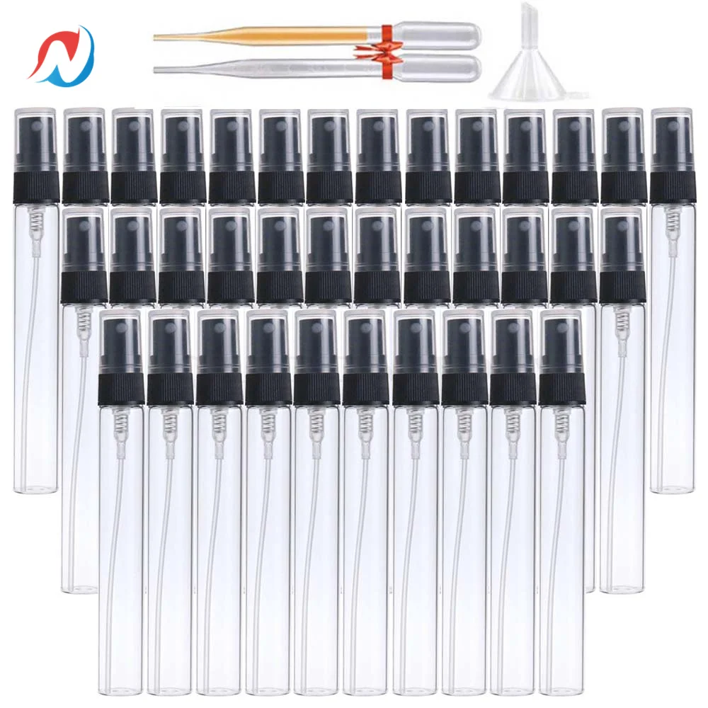

Sheenirs 50pcs 3/5/10ML Empty Mini Clear Perfume Glass Bottle Portable Refillable Atomizer Spray Container for Travel 10/20pcs