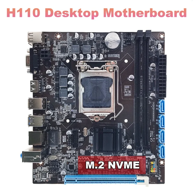 

Материнская плата H110 LGA1151 M.2 NVME, поддержка 2XDDR 4 RAM Gigabit LAN для 6/Нм ЦП, материнская плата для настольного компьютера