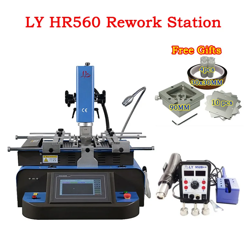

LY HR560/HR560C BGA Rework Station Hot Air High Efficiency Soldering Stations Touch Screen Panel with 3 Temperature Preheat Area