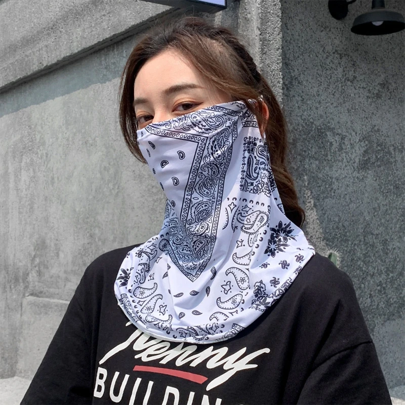 Ледяная шелковая Балаклава рукава ушные петли Шейная гетра защита от УФ-лучей