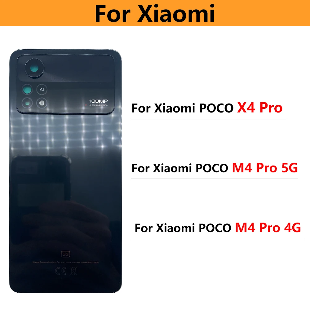 

10 шт. оригинальная задняя крышка батарейного отсека для Xiaomi Poco X4 Pro Задняя стеклянная Замена корпуса для Poco M4 Pro 4G задняя крышка батарейного о...