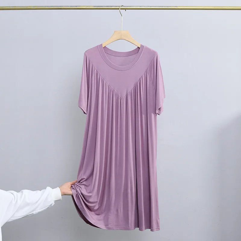Mom Nightdress Short Sleeve Modal Homewear Women Sexy Round Collar Multicolor Sleepwear Big Size Fashion Casual Home Pjs