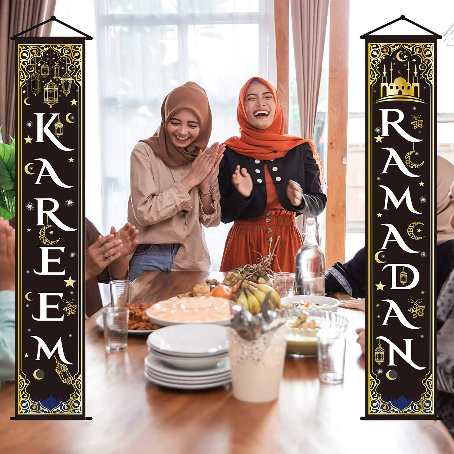 

30x180cm Eid Mubarak Door Banner Ramadan Kareem Banner Islamic Muslim Party Decor Ramadan Decorations for Home Eid Al Adha Gifts