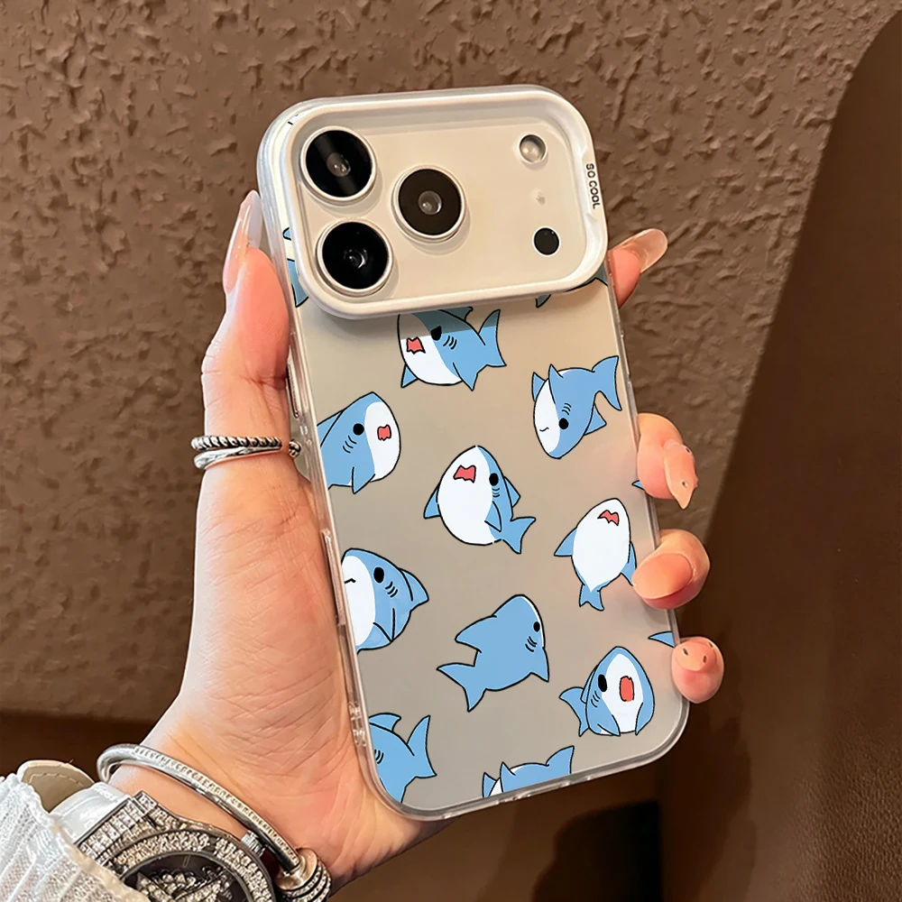 Фото Милый чехол для телефона с изображением акулы для iPhone 17, 15, 16, 13, 14 Pro Max, 12, 11 Pro Max, 7, 8 Plus, XR, 17E Air, матовый, жесткий, противоударный бампер-накладка IMD №1