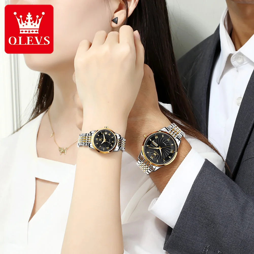 OLEVS 6630 Full-automatic Fashion Couple  Wristwatch Waterproof Automatic Mechanical Stainless Steel Strap Watches for Couple