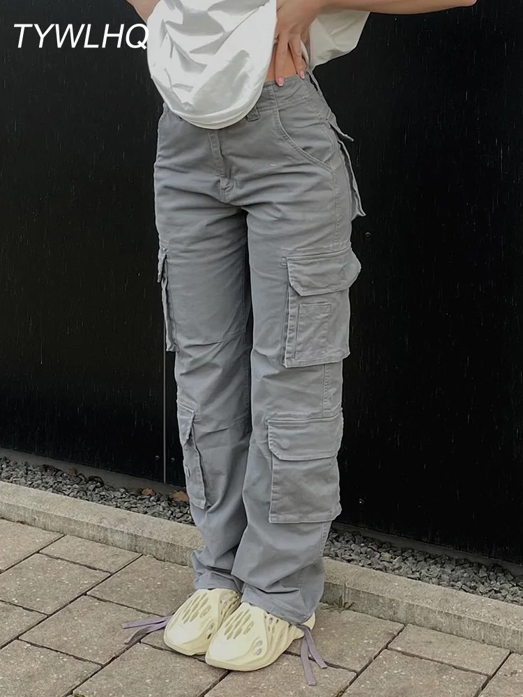 

Vintage Cargo Pants Baggy Jeans Women Fashion 90s Streetwear Pockets Wide Leg High Waist Straight Y2k Denim Trousers Overalls