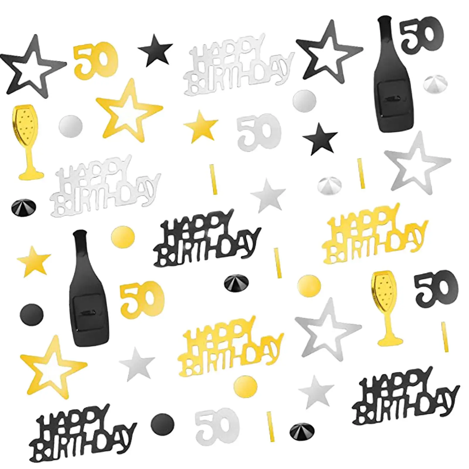 

Конфетти с 50 цифрами на день рождения, золотые, черные и серебряные