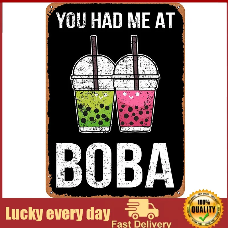 

You Hate Me at Boba Tea Bu - Retro Metal Tin Sign Vintage Plaque Poster for Home Kitchen Bar Coffee Shop farmhouse decor