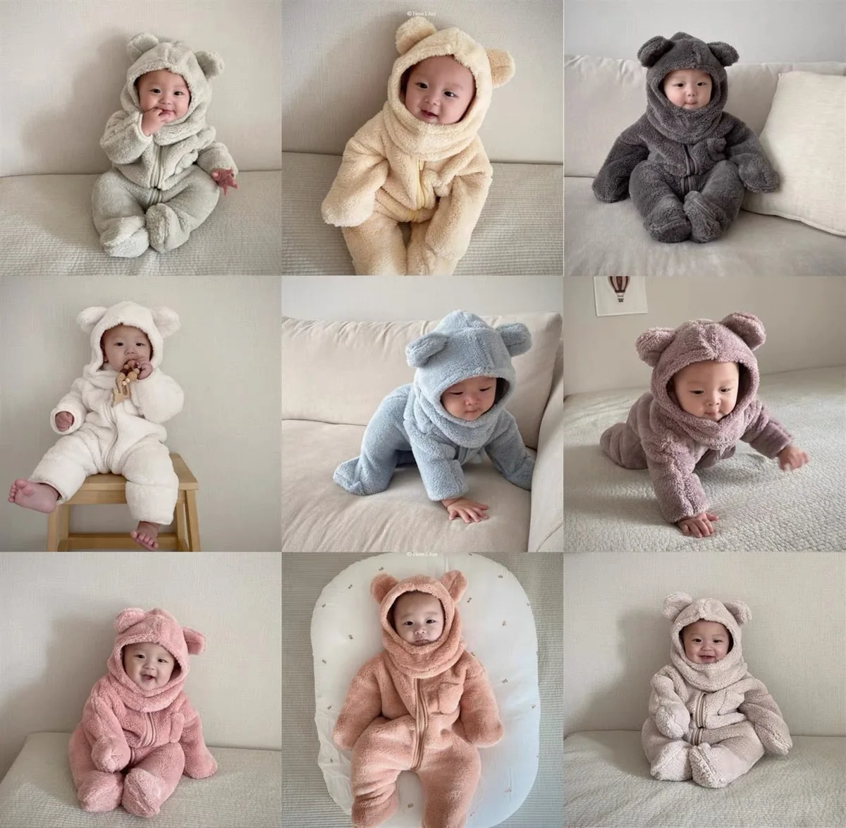 66-100cm Fall Winter Baby Romper Long-sleeved Furry Jumpsuit New Born Baby Clothes with Hat Super Soft Warm Baby Onesies