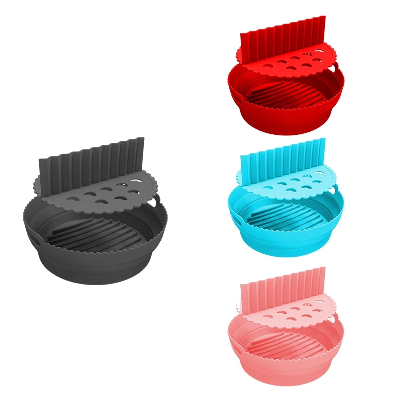 

Air Fryer Silicone Liners 8.5Inch For 5 To 8 Qt Reusable With Divider Foldable Air Fryer Silicone Pot Non-Stick
