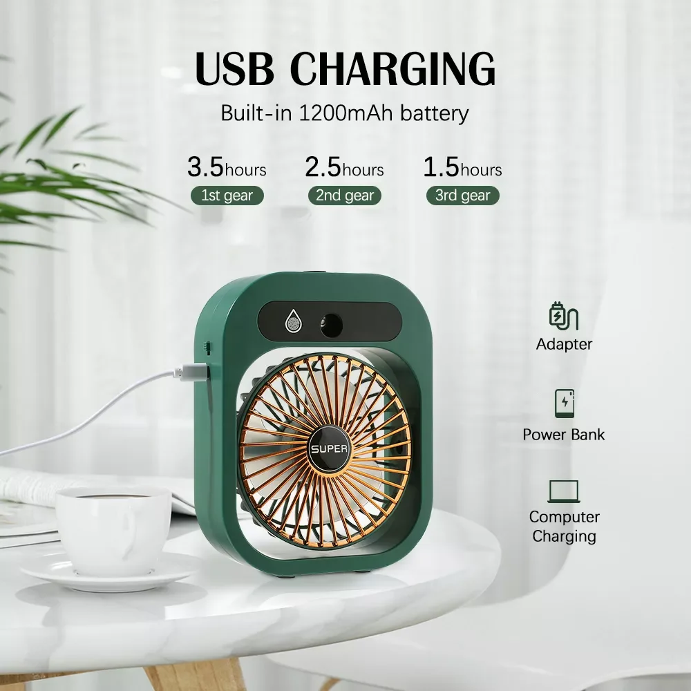 

Портативный Настольный Перезаряжаемый USB-вентилятор, настольный мини-вентилятор с клипсой, Регулируемый Кондиционер, увлажняющий вентилят...