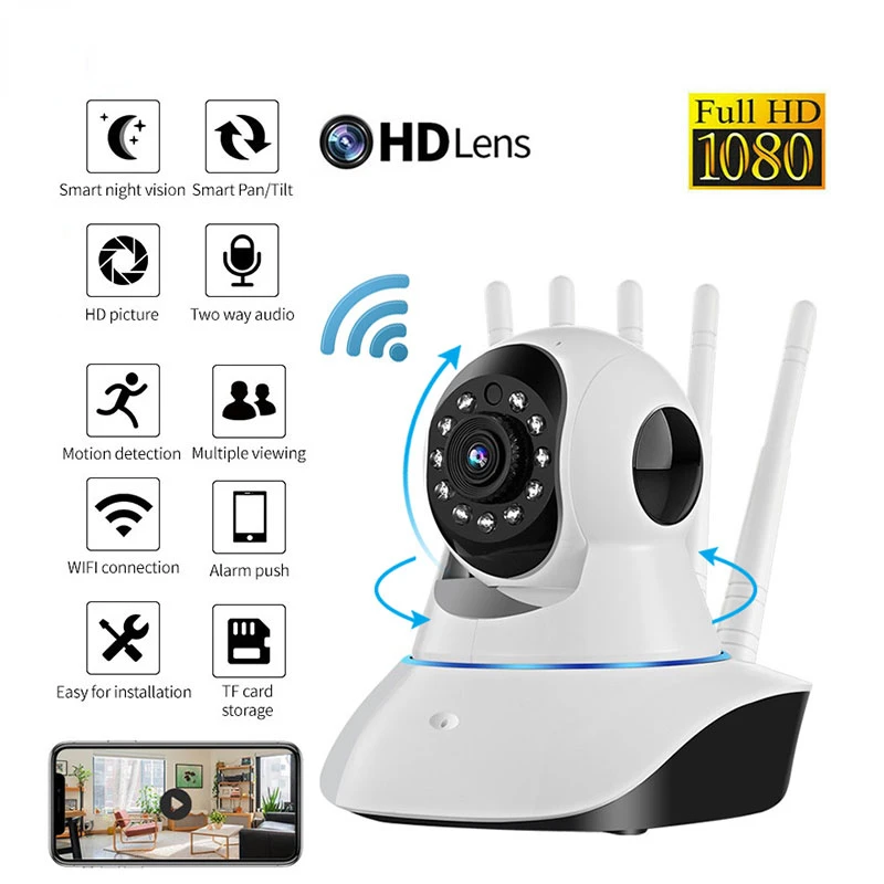 

Камера видеонаблюдения с ночным видением, 1080P HD, цифровой зум