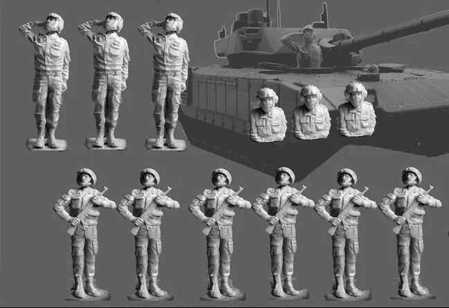 

1/72 Scale Unpainted Resin Figure Crew at the Parade(9 PCs) Model Kits Military Unassembled Unpainted Stereo Model Figurine