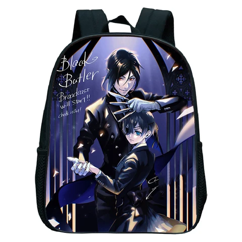 Новая школьная сумка черного дворецкого в стиле аниме для дошкольников, мальчиков и девочек, 12 дюймов, школьные ранцы для детского сада, детские ортопедические рюкзаки для детей 2-6 лет