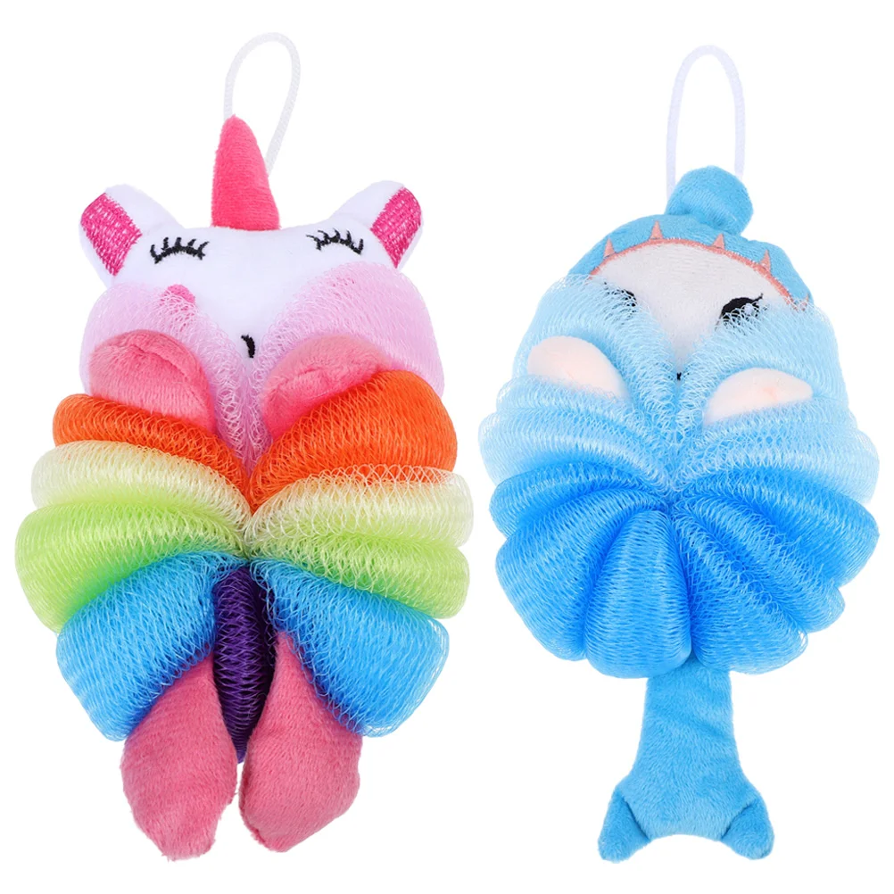 

Bath Sponge Showerscrubber Bodyloofah Mesh Wash Kids Loofahs Cartoon Exfoliating Baby Puff Pouf Scrubbers Cute