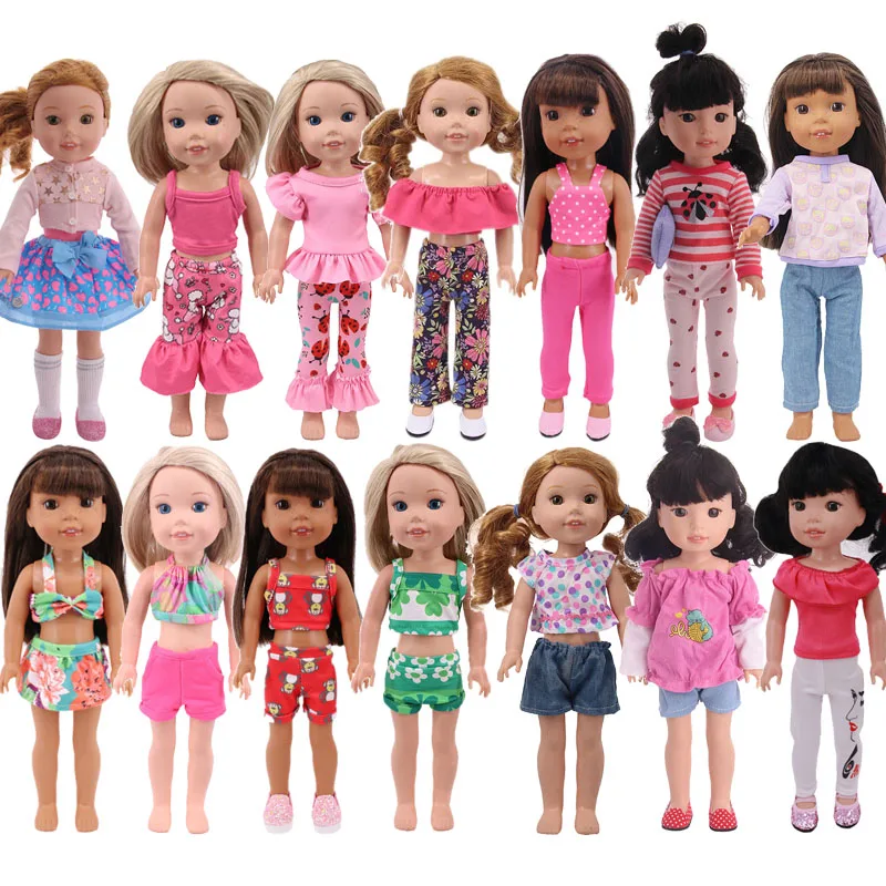 

14 style Shirt Pants Suit Doll Clothes For 14.5 Inch Wellie Wisher & 32-34 Cm Paola Reina,Doll Clothes Accessories,Girl's Gifts