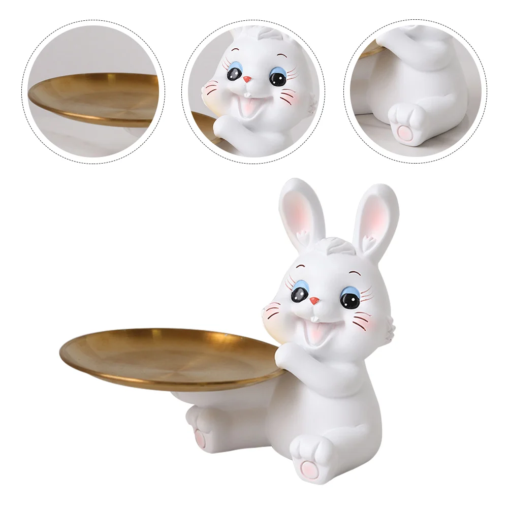 

Tray Jewelry Dish Rabbit Display Holder Plate Trinket Ring Key Snack Bunny Fruit Candy Storage Bowl Serving Sculpture Trays