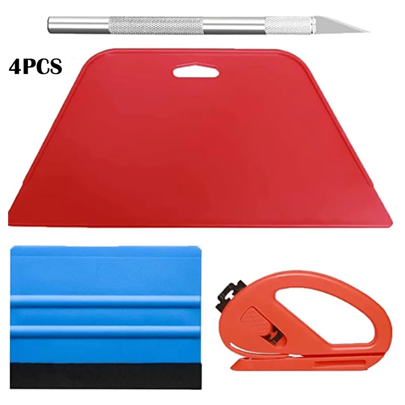 

4pcs Car Squeegee Window Film Tinting Tool Kit Wrap Installation Tool Kit with Trimming Squeegee