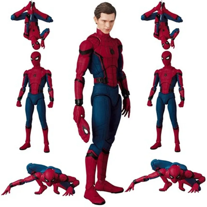 

Disney Movie Avengers Spiderman Homecoming Action Figure Statue Can Change Tom Holland Face Spider Man Model Gift Toy Collection