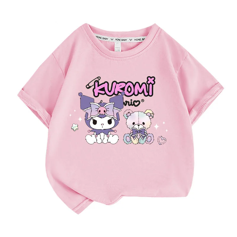 

Kawaii Sanrio Kuromi футболка для детей младенцев летняя одежда футболки Повседневный живой ребенок малыш девочка мальчик хлопок короткий рукав топы подарки