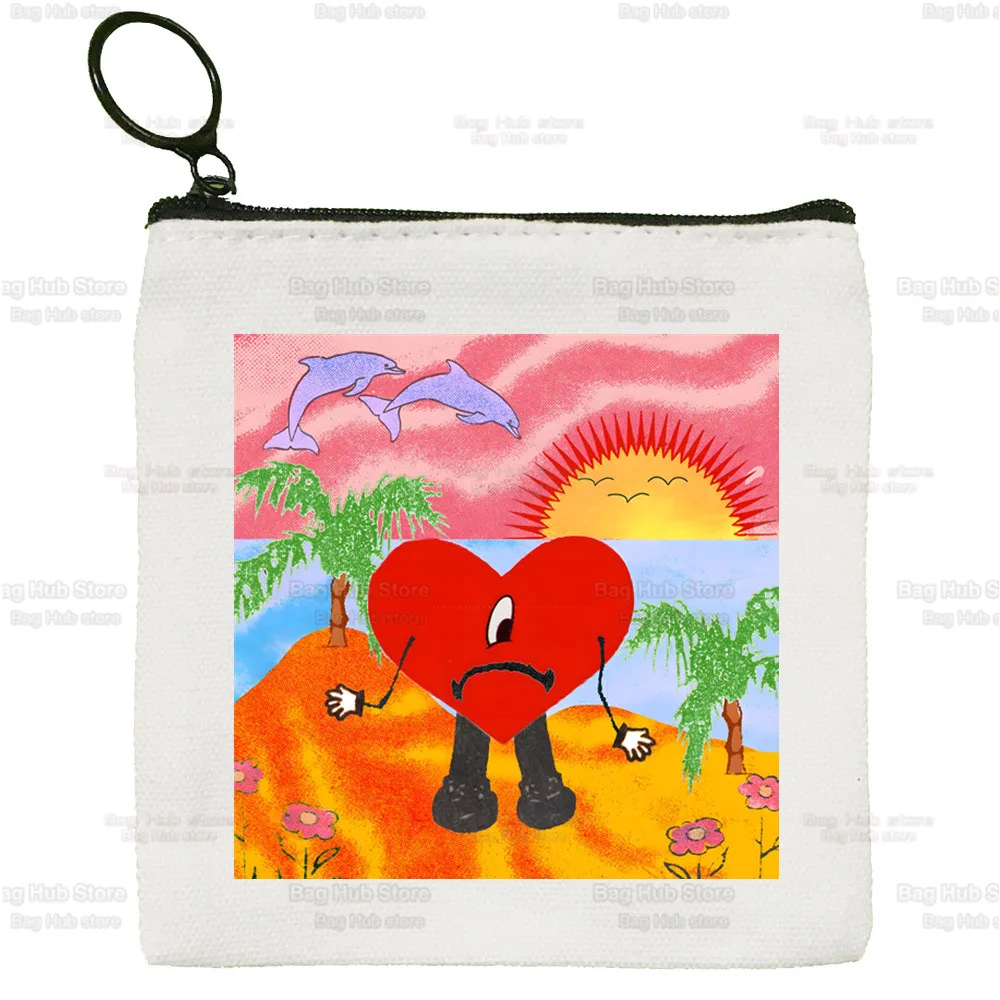 Bad Bunny UN VERANO SIN TI Music Album Cute Canvas Coin Purse Small Fresh New Zipper Key Bag Hand Gift Bag