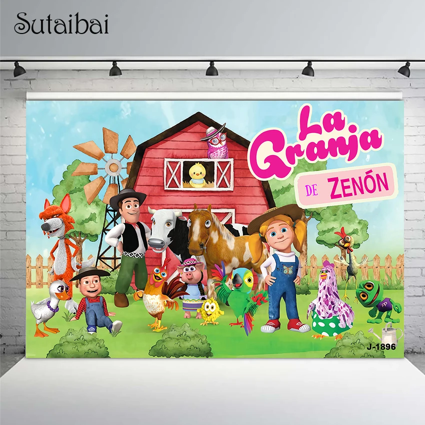 

Photo Background Custom Green Grass Farm Photo Booth La Granja De Zenon Banner Kids 1st Birthday Backdrop Photo Studio Vinyl