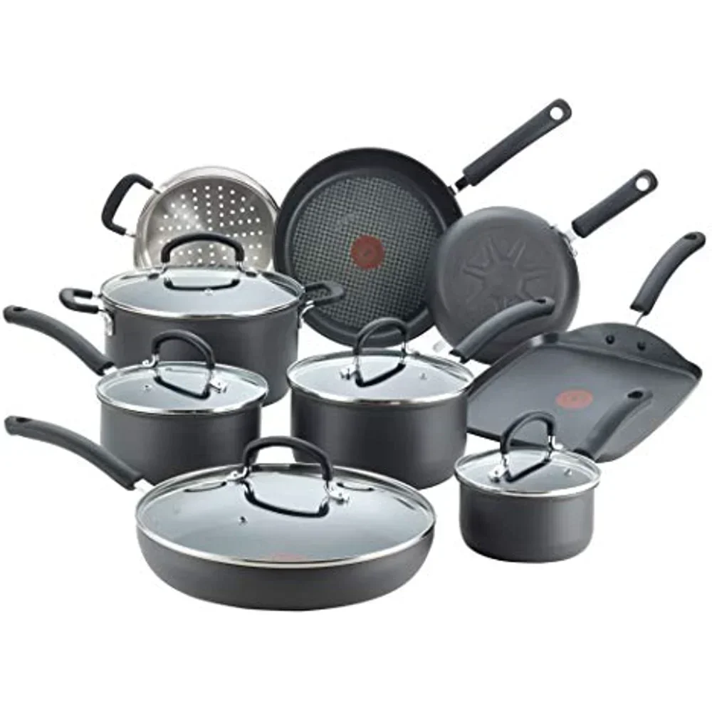 

Nonstick Cookware Set 14 Piece Pots and Pans, Dishwasher Safe Black