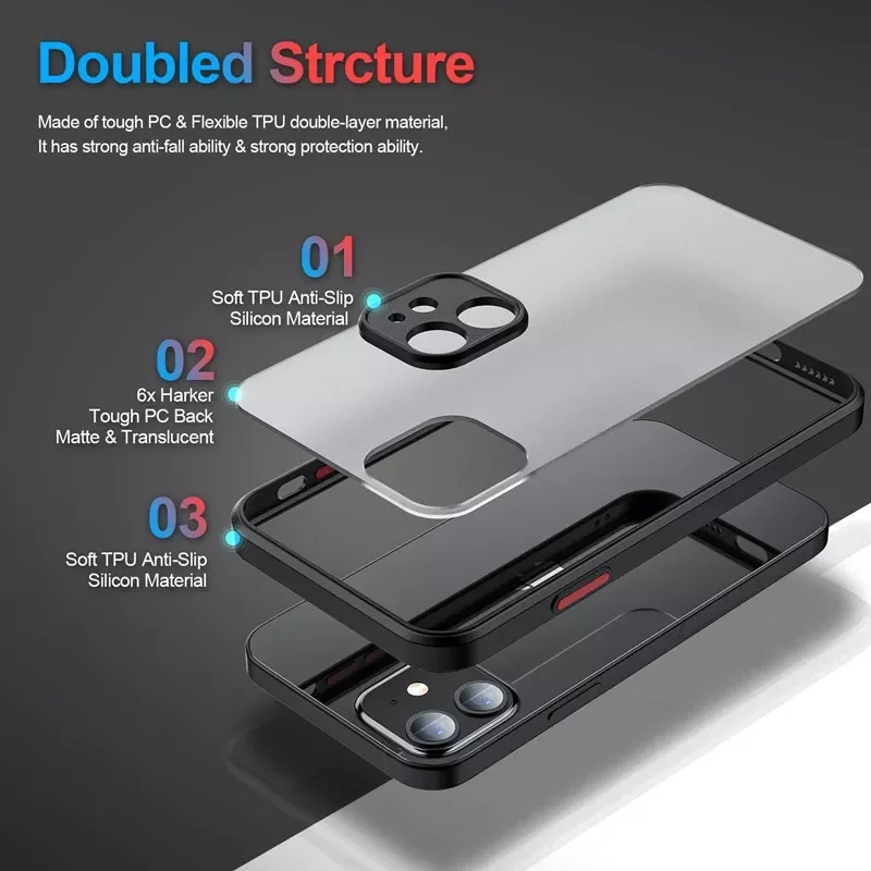 

Silicone Shockproof Matte Case For iPhone 13 12 11 Pro Max Mini Cases Transparent Cover iPhone13 X XR XS 13Pro 14 7 8 SE