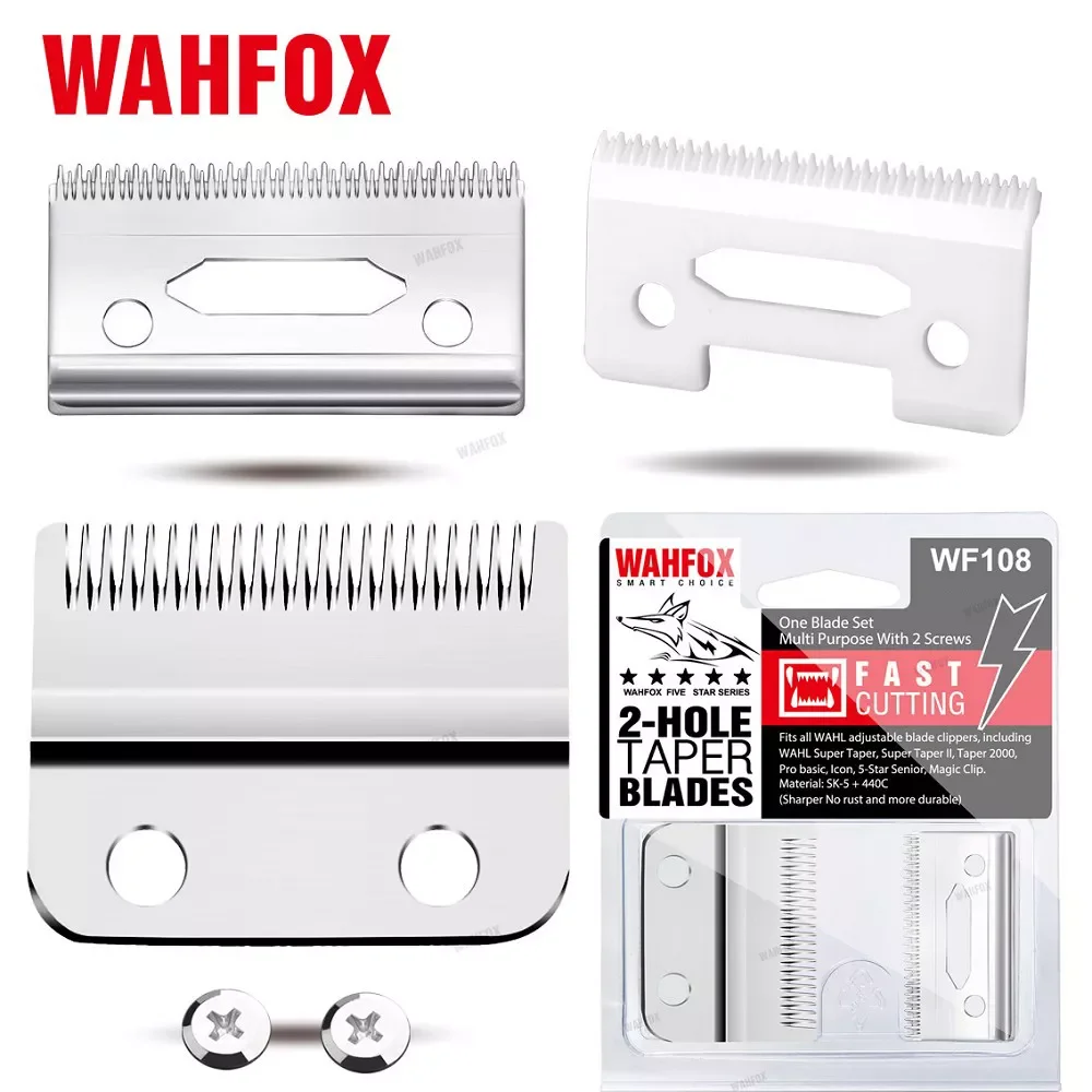 

WAHFOX Blade For Professional Barber Hair Clipper For WAHL Clipper 2-Hole Replacement Blades With Ceramic Blade