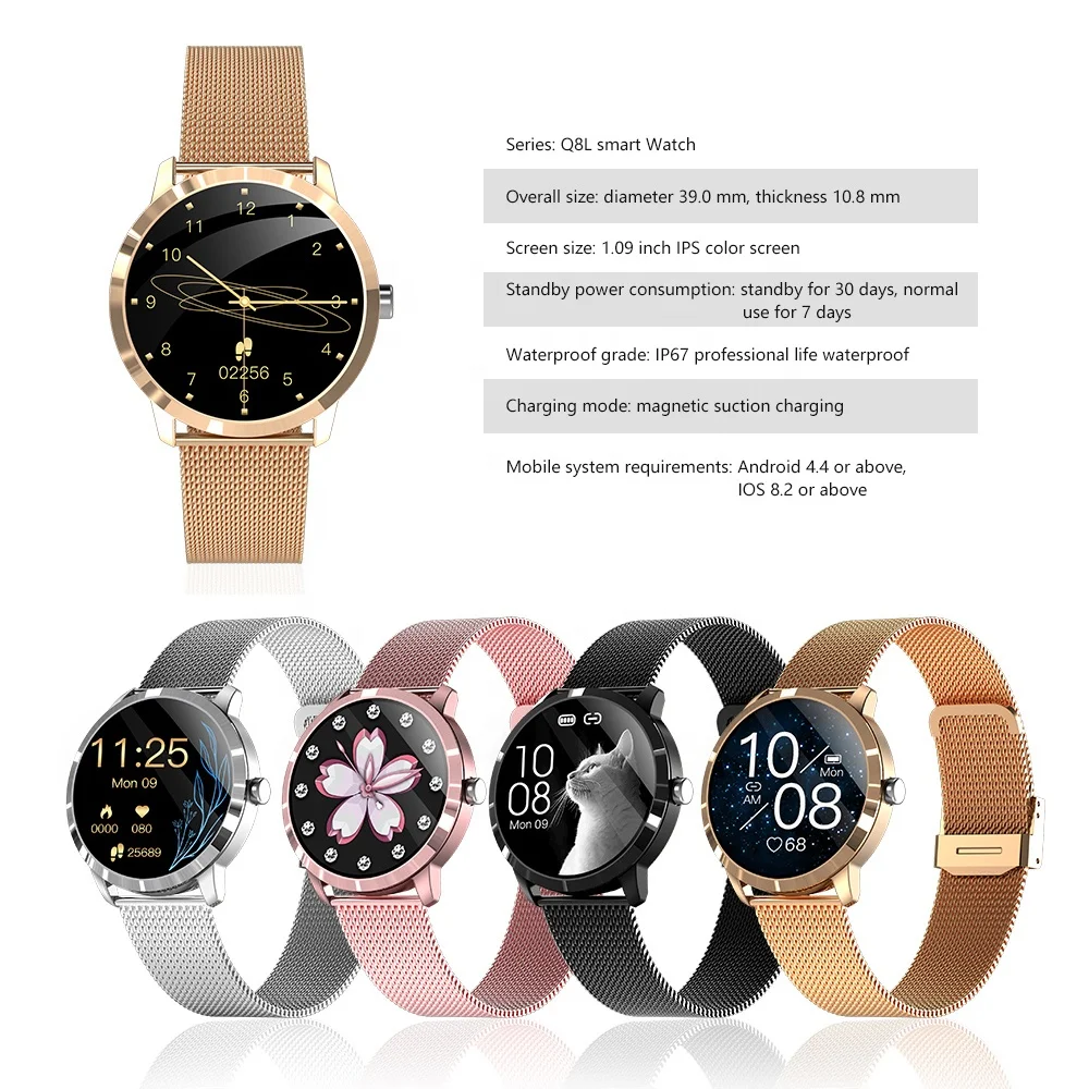 Lady Smart Watch Women Sport Bracelet Wristband Waterproof Low Price Cheap Heart Rate Monitor Q8L Smartwatch Long Time Standby |