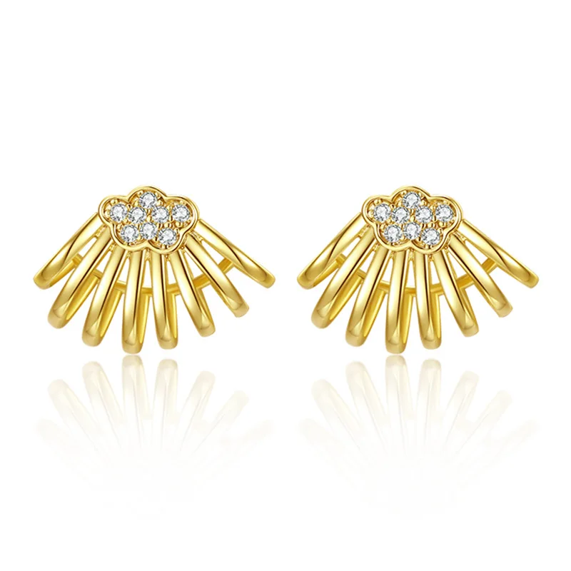 

Agsnilove Hollow Small Fan Huggie Earrings 14K Gold Plated Cubic Zirconia Lightweight Hoops Earings for Women Everyday Jewelry