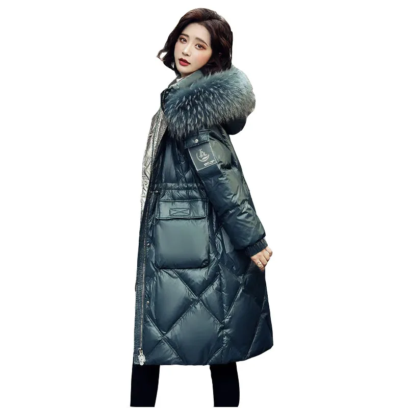 Женский зимний пуховик с капюшоном мехом енота |