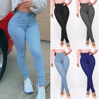 2022 new bodycon sexy woman fashion jeans stretch skinny jean spandex denim hip slim pants new black blue womens trouser