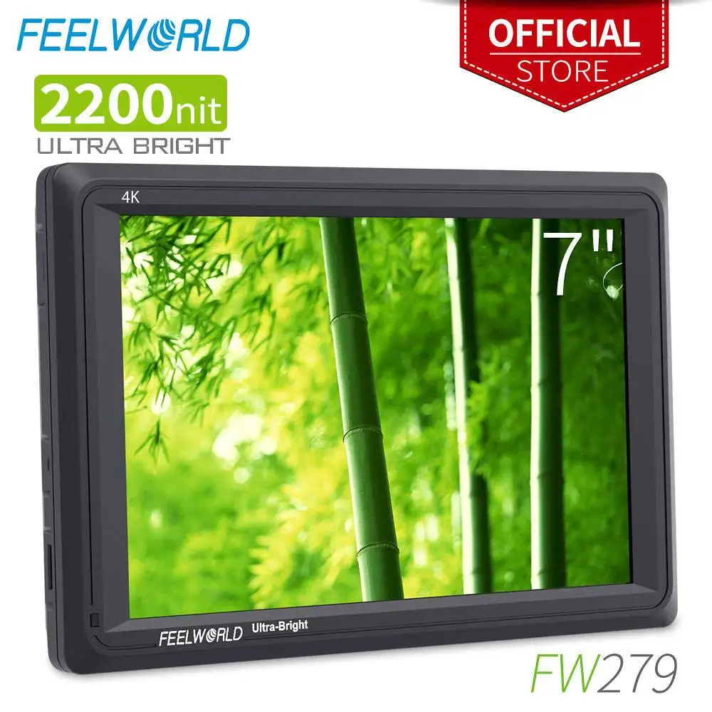 

FEELWORLD FW279 7 Inch Ultra Bright 2200nit on Camera Field DSLR Monitor Full HD 1920x1200 4K HDMI Input Output High Brightness